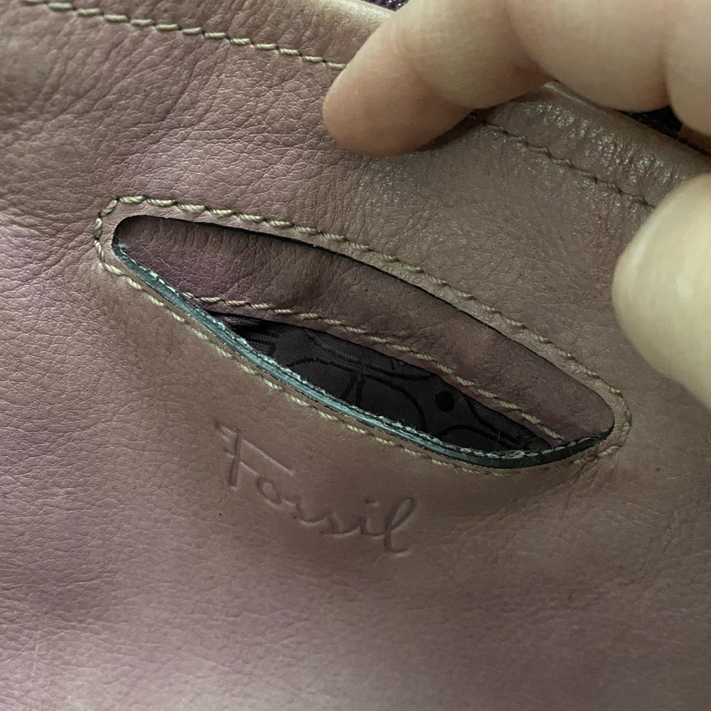 Fossil Vintage Purple Leather Shoulder Bag Handbag Women Purse - Picture 6 of 16